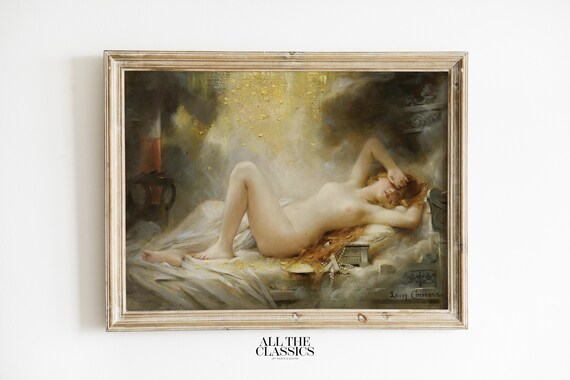 Leon Comerre Danae Greek Myth Golden Shower Reclining Nude Poster