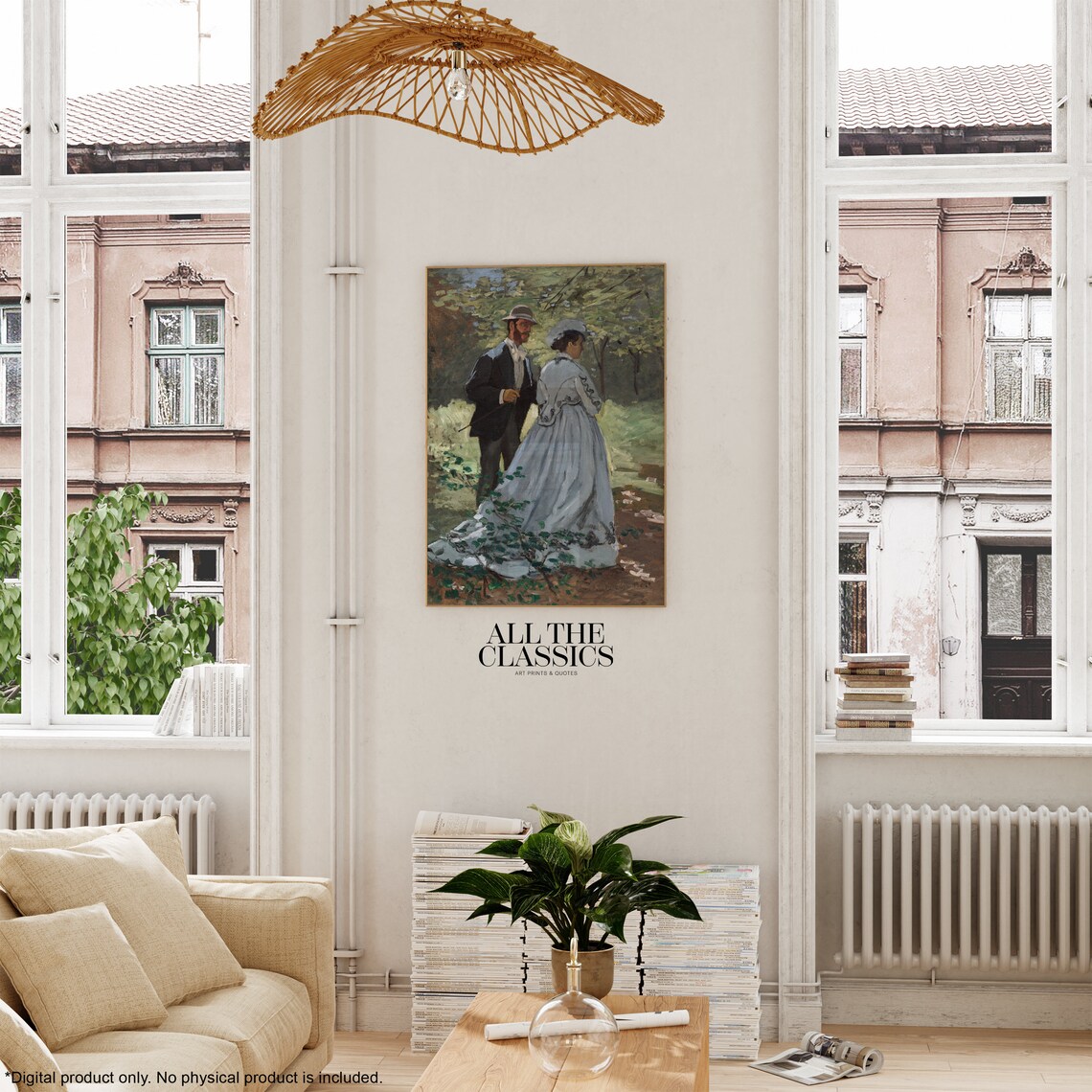 Couple Strolling Sunny Garden French Impressionist Figure Painting Poster - Image 3