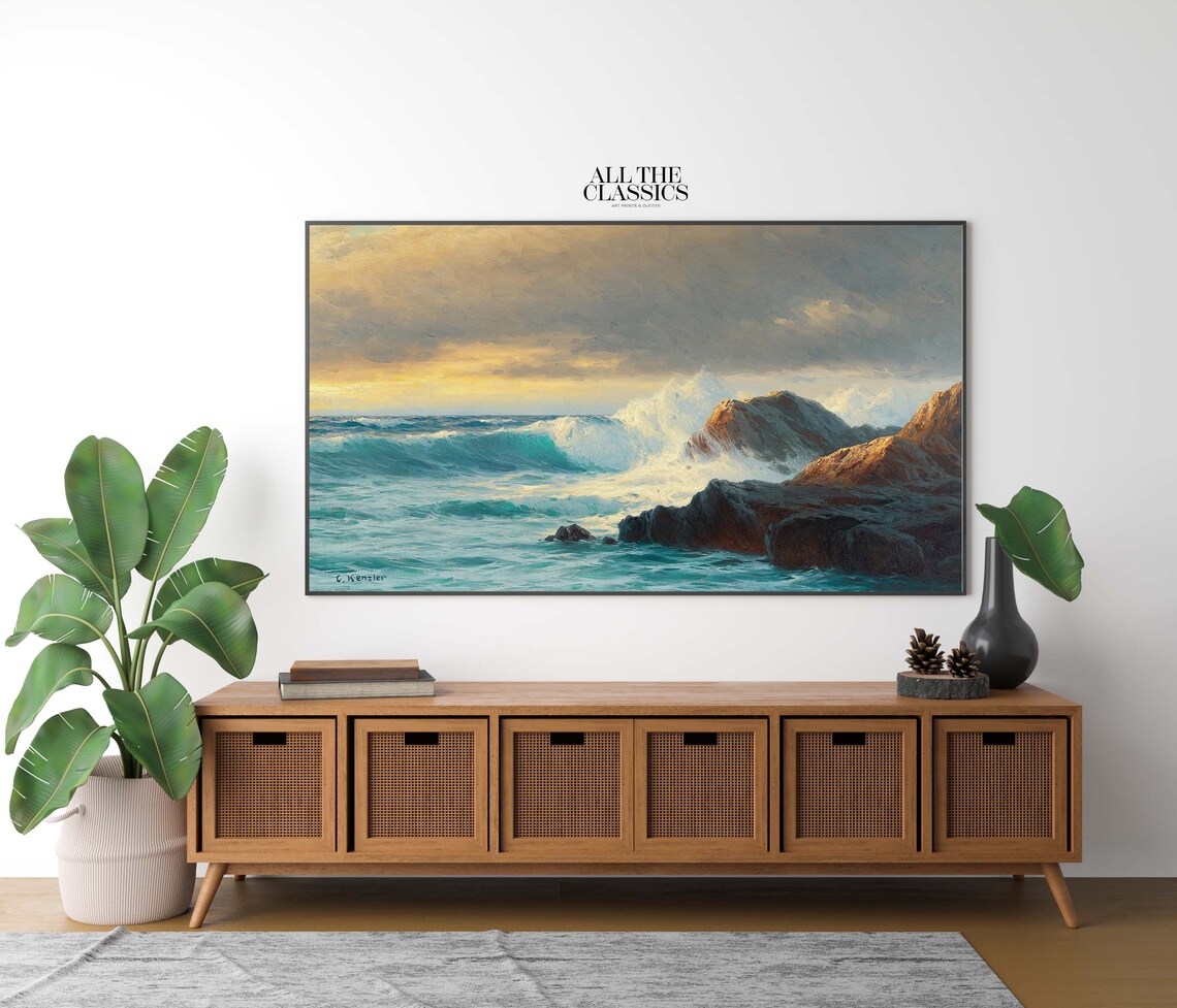 Breakers On The Coast At Sunset, Vintage Art Print - Image 2
