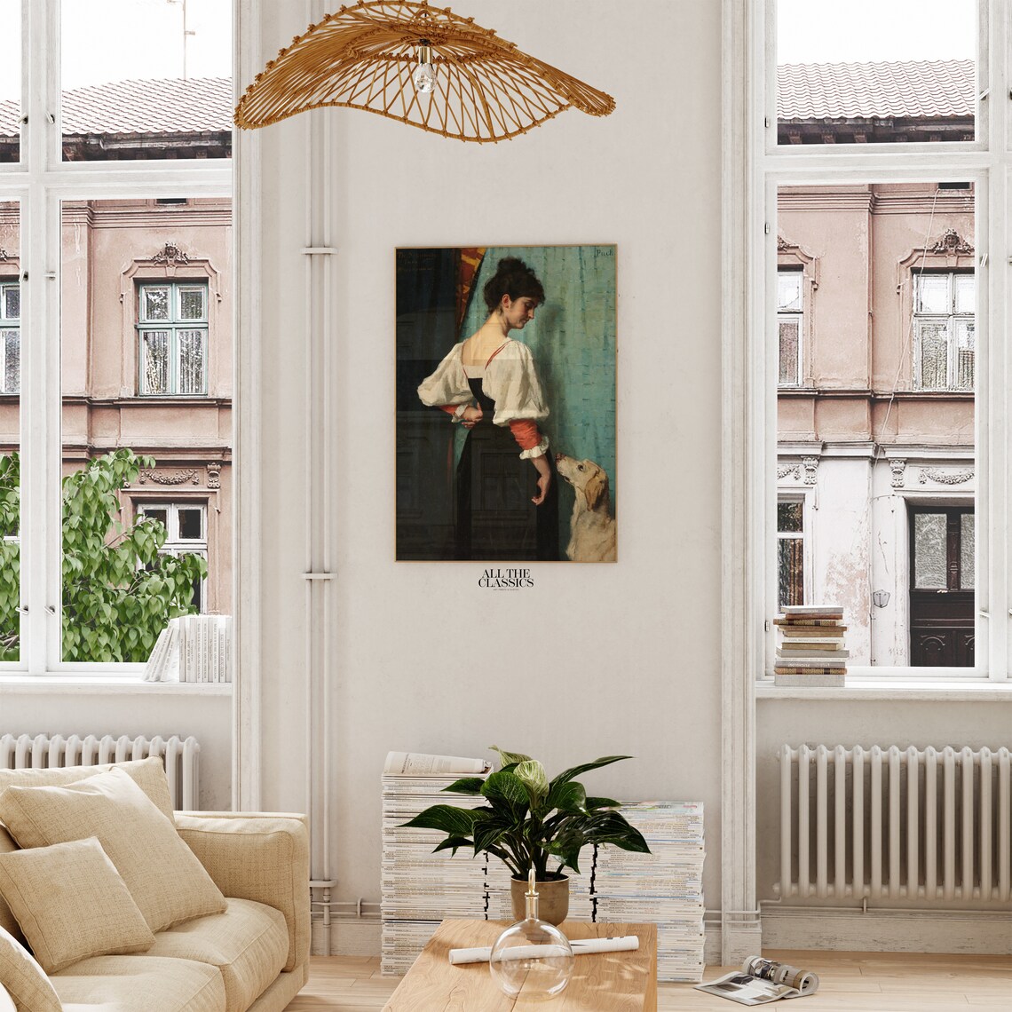 Victorian Female Portrait With Puck The Dog Art Print - Image 2