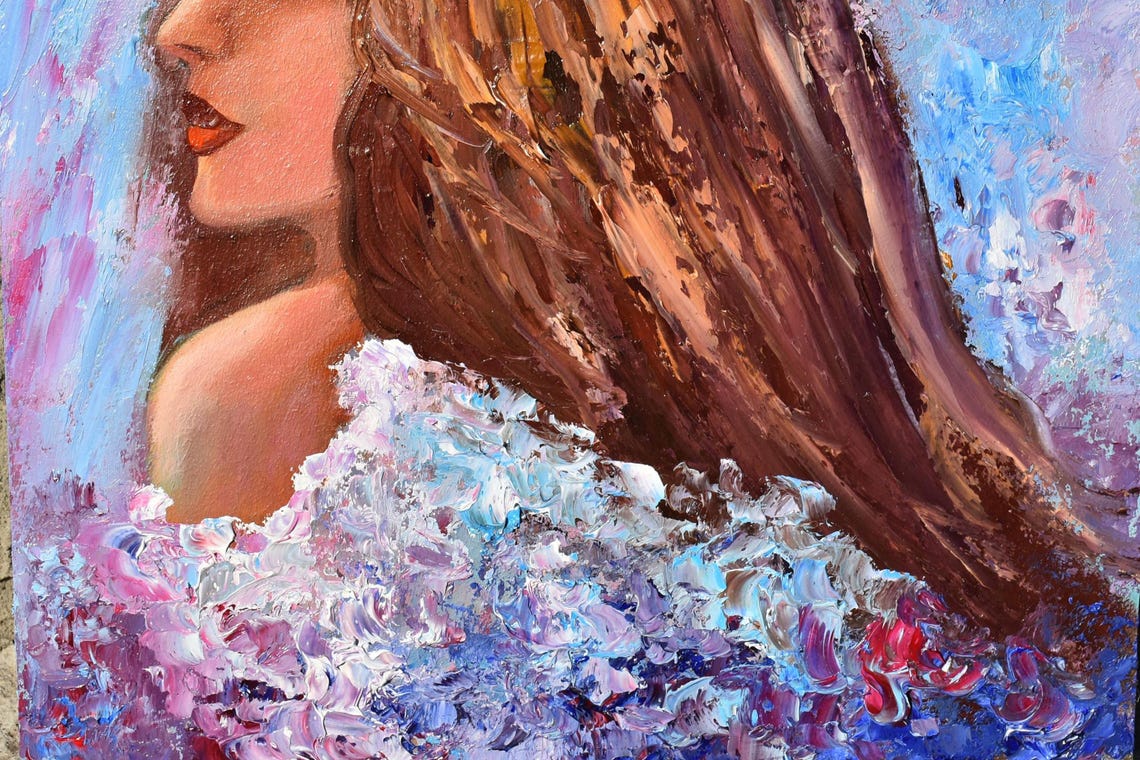 Abstract Art Portrait Painting Abstract Women Abstract Painting Girl With Flowers Original Artwork Original Floral Woman Portrait Art Woman - Image 4