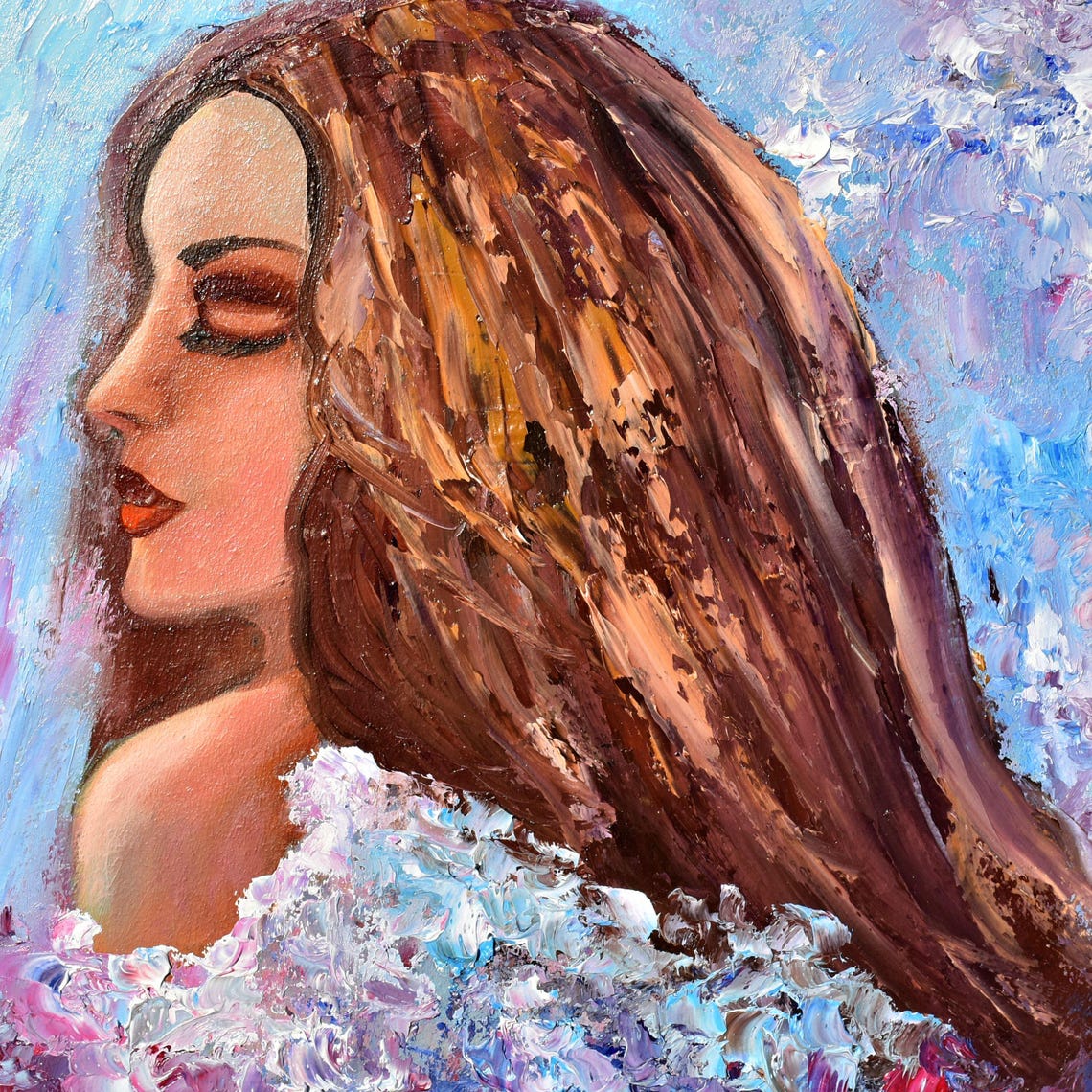 Abstract Art Portrait Painting Abstract Women Abstract Painting Girl With Flowers Original Artwork Original Floral Woman Portrait Art Woman - Image 3