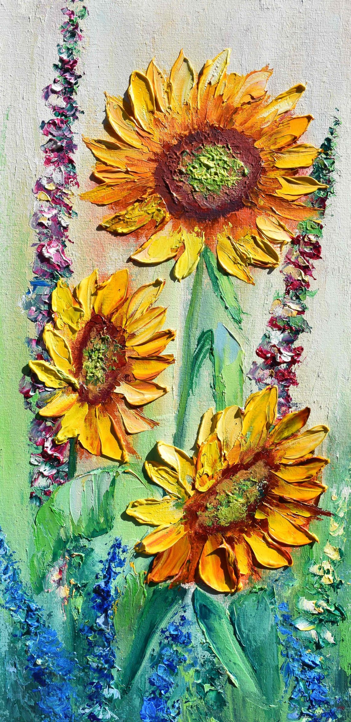 Sunflowers Painting Flowers Painting Impasto Painting Palette Knife Art Floral Artwork 3d Oil Painting Oil Art Yellow Flower Art Meadow