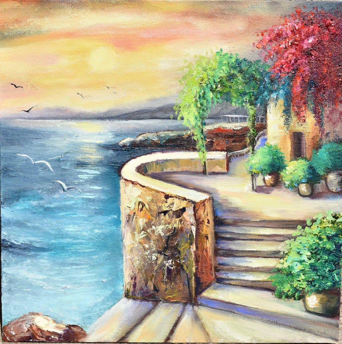 Seascape Painting Art Painting Sea Art Sea Sunset Painting Landscape Tropical Painting Beach Painting Tropical Landscape Original Painting