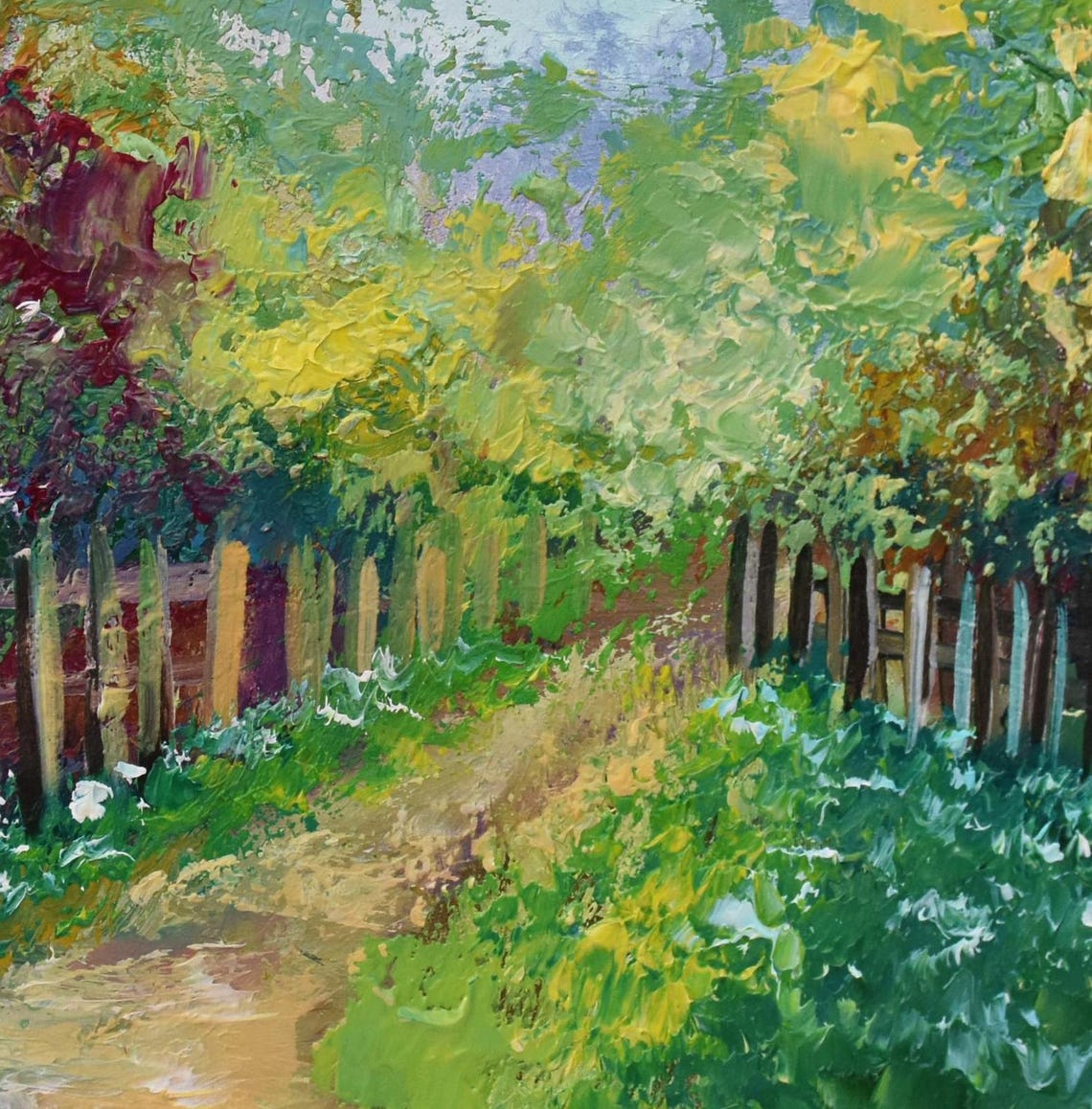 Summer Landscape Art Miniature Painting Floral Landscape Wildflowers Art Floral Artwork Landscape Original Colorful Painting Miniature Art - Image 2