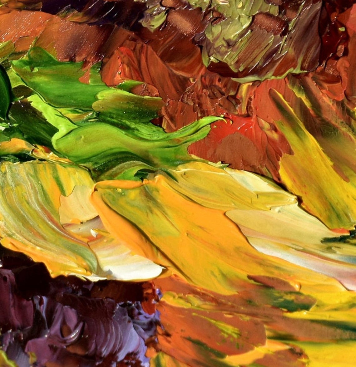 Sunflowers Painting Small Wall Art Sunflower Artwork 8x8 Painting Wildflowers Oil Art Palette Knife Art Painting Original Impasto Painting - Image 2