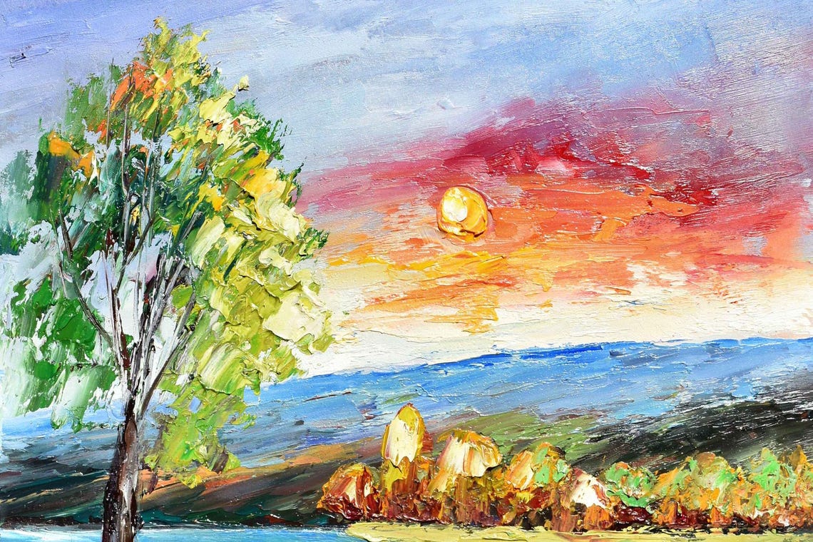 Fisherman Painting Landscape Art Landscape Painting Fisherman Fishing Art Fishing Landscape Fisherman Art Autumn Painting Boat On The Lake - Image 5