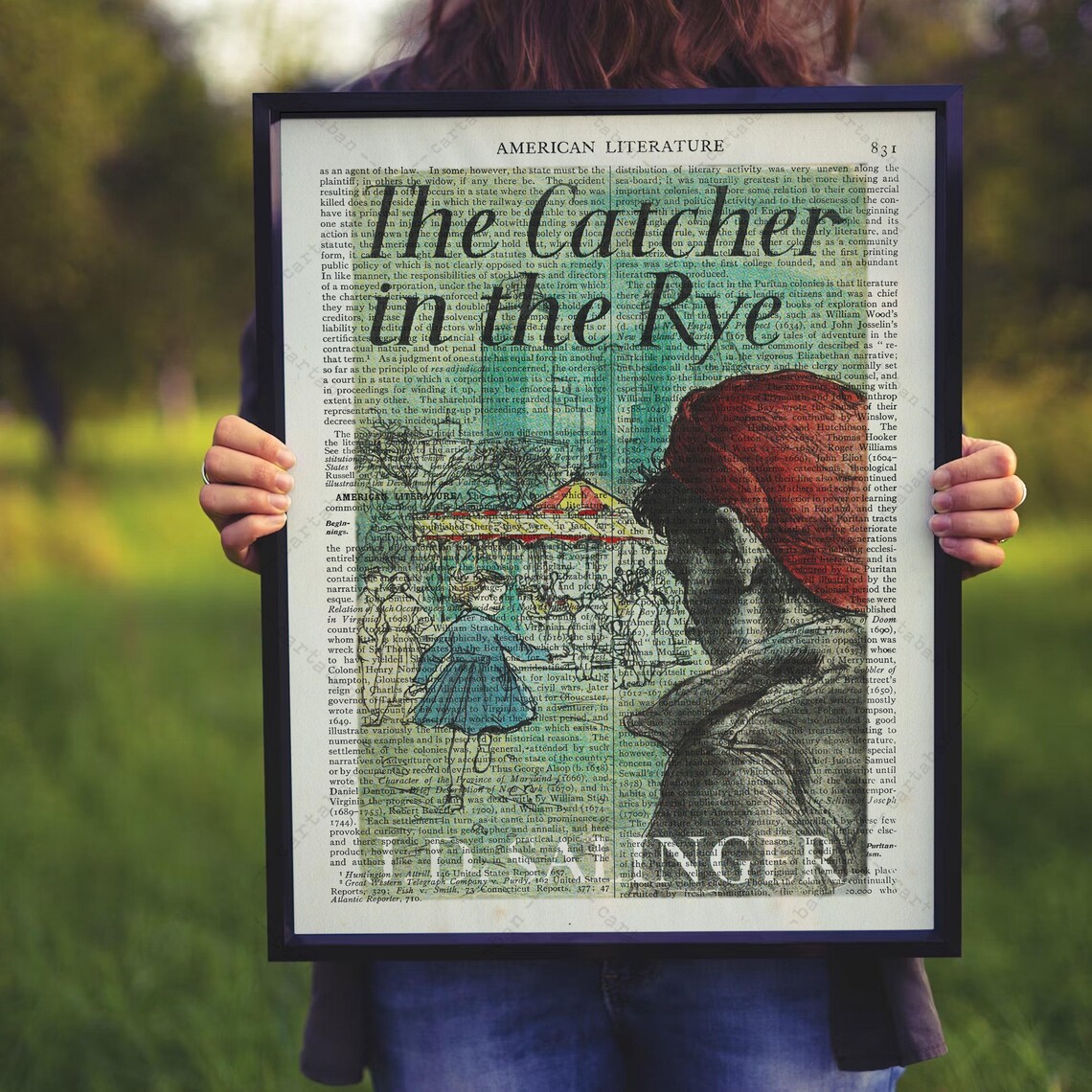 J D Salinger The Catcher In The Rye Holden Red Hat Dictionary Art Poster - Image 4