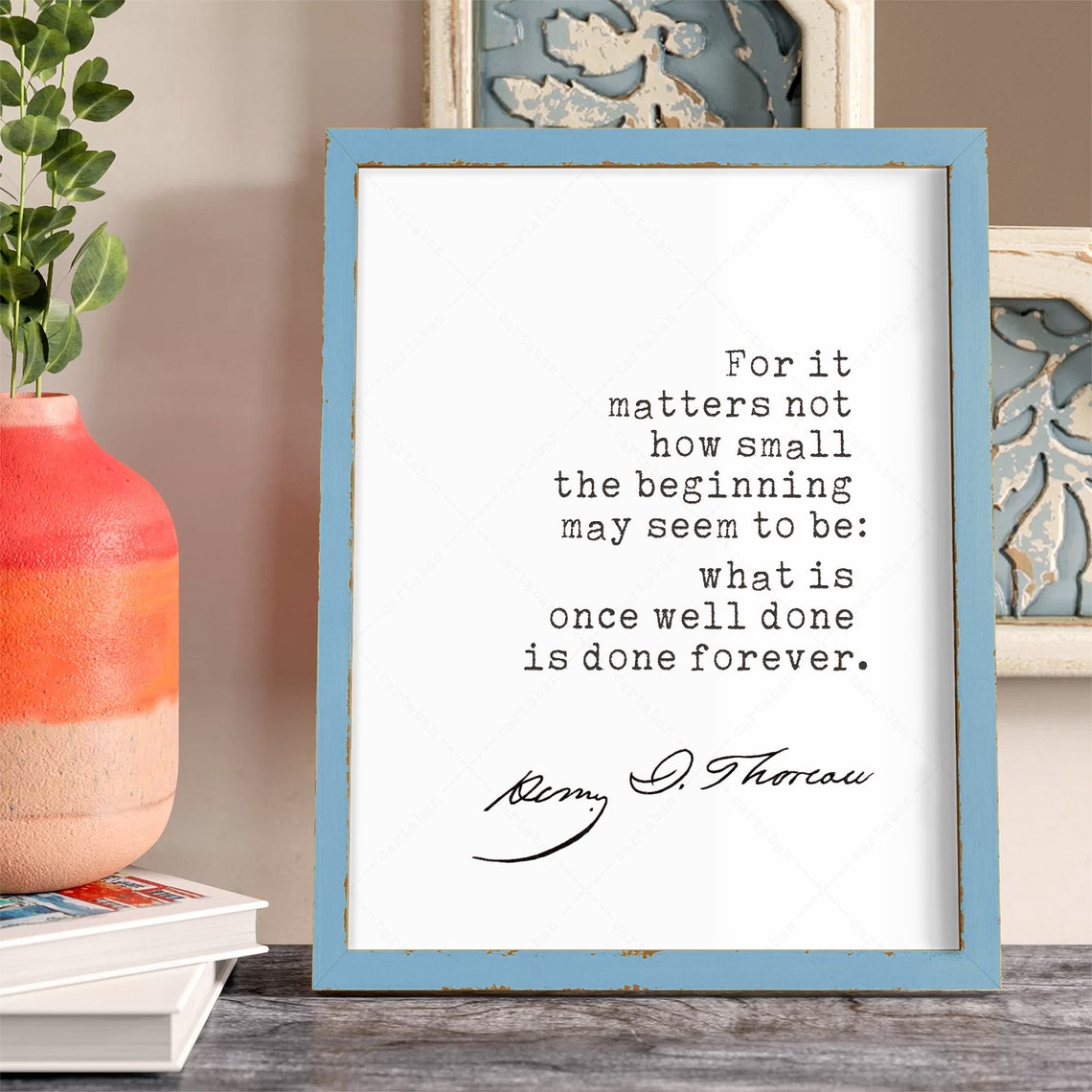 Thoreau Matters Not How Small The Beginning Inspirational Quote Print - Image 3