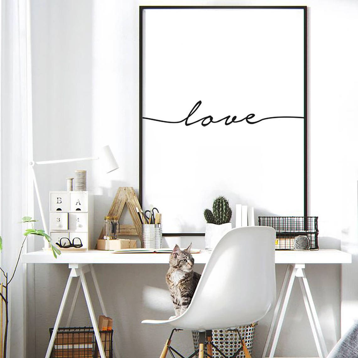 Love Script Typography Minimalist Line Word Poster for Bedroom - Image 3