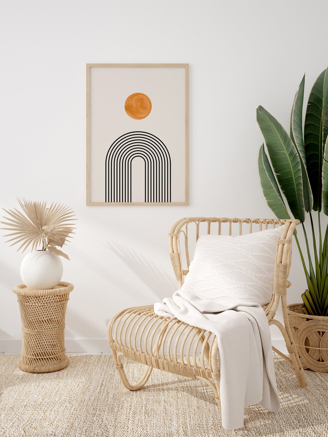 Terracotta Sun Black Rainbow Arches Minimalist Mid Century Poster - Image 3