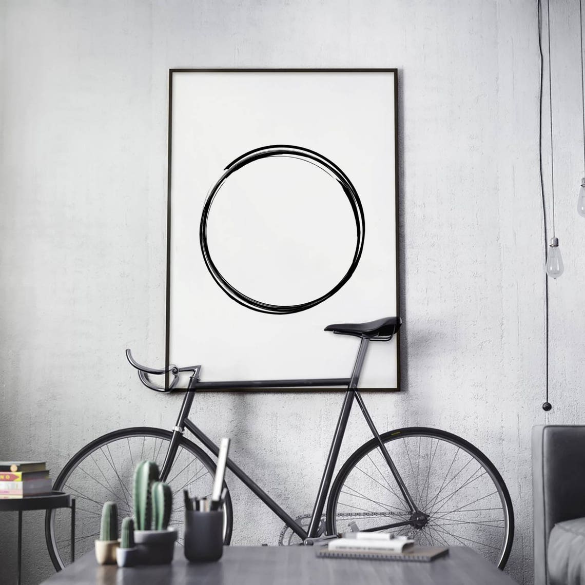 Black Enso Circle Zen Brushstroke Minimalist Japanese Art Print - Image 3