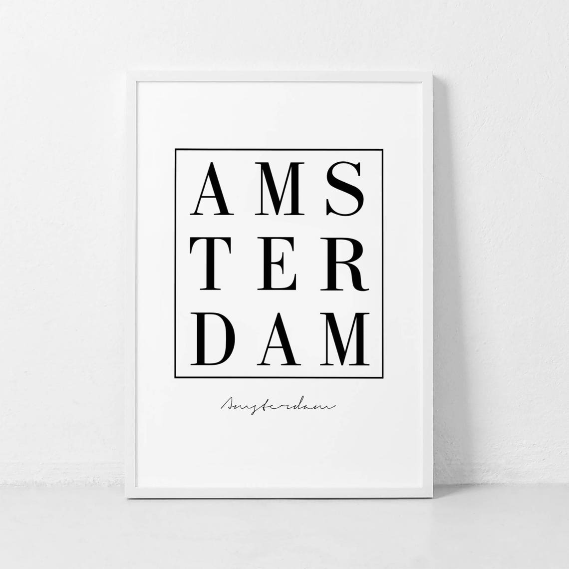 Amsterdam Bold Serif City Typography Graphic Wall Sign Poster