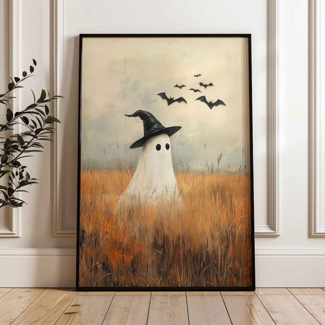 Cute Vintage Halloween Wall Decor, Fall Art Print