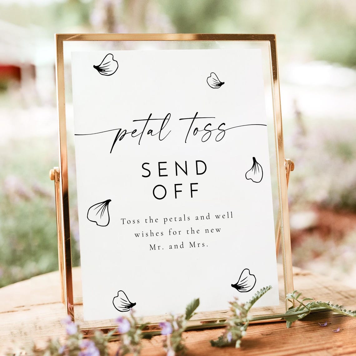 Minimalist Petal Toss Send Off Wedding Sign Printable Poster - Image 3