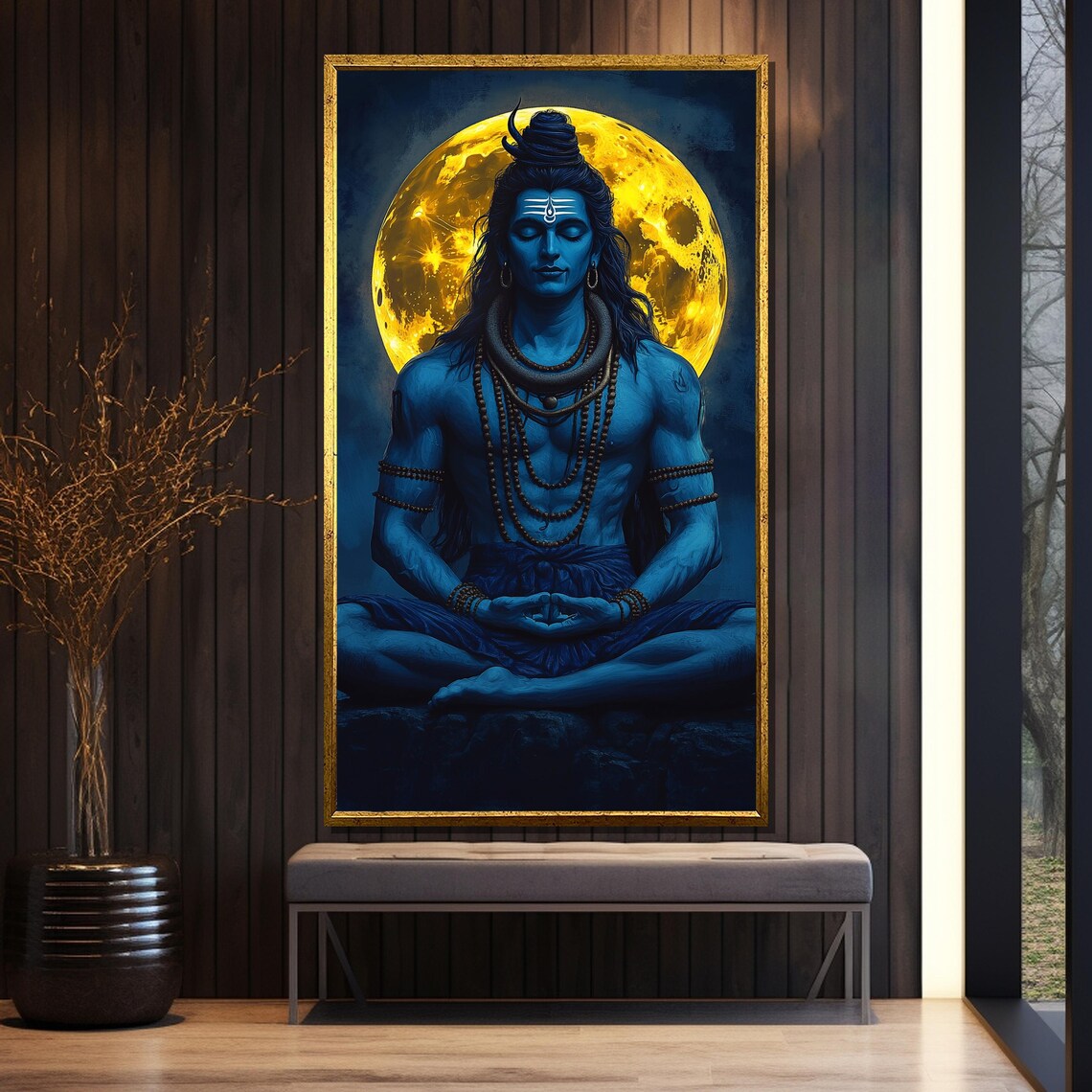 Lord Shiva Meditating Under Full Moon Art Print - Image 5