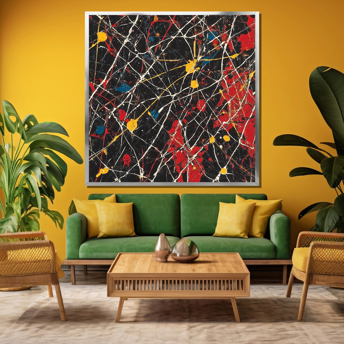 Black and Red Splatter Dynamic Action Painting Abstract Poster - Image 3