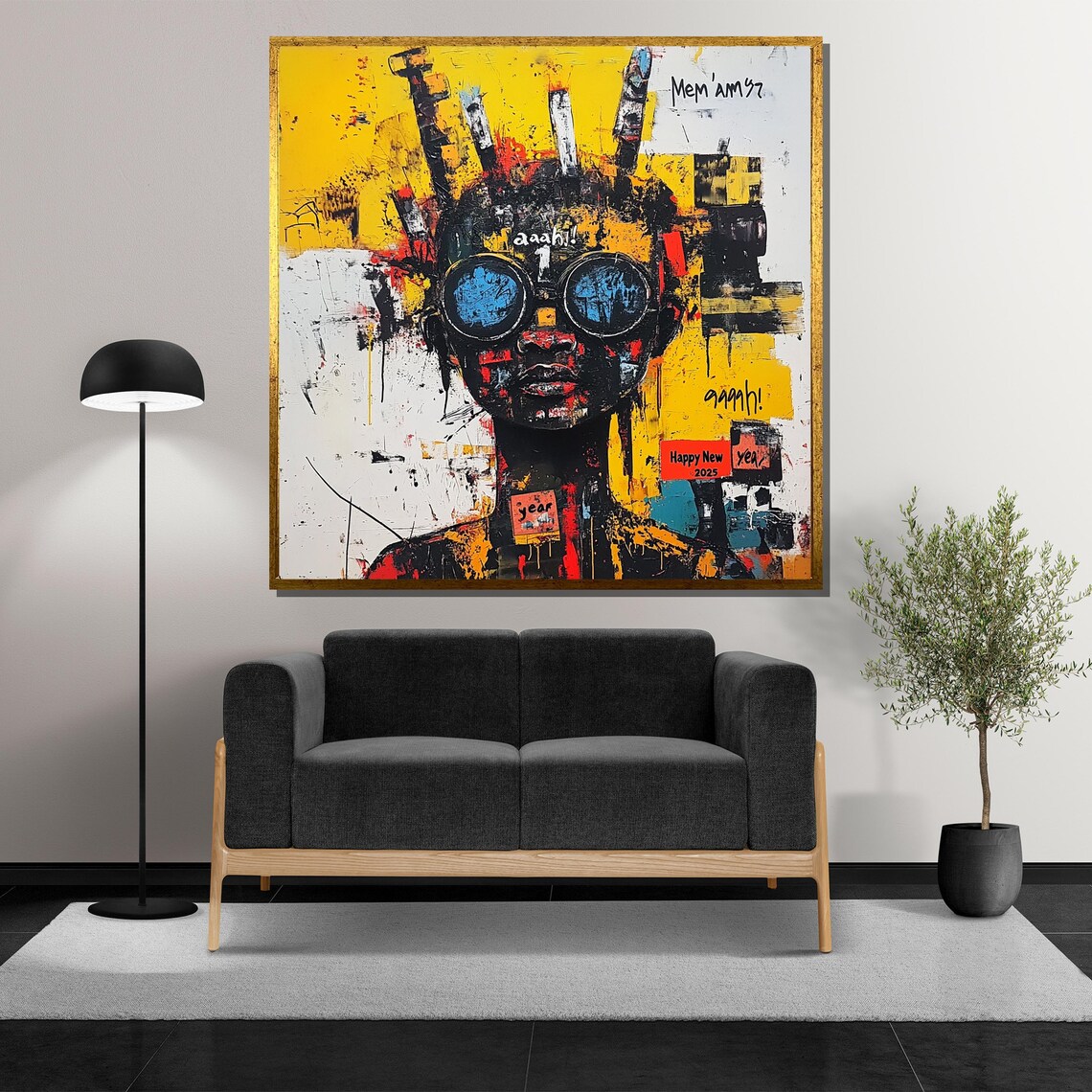 Abstract Goggles Face Happy New Year 2025 Bold Street Art Poster - Image 5