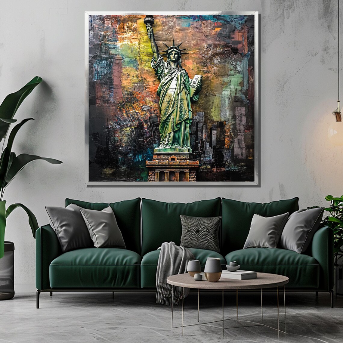Green Statue Of Liberty Mixed Media Urban Texture Art Poster - Image 3