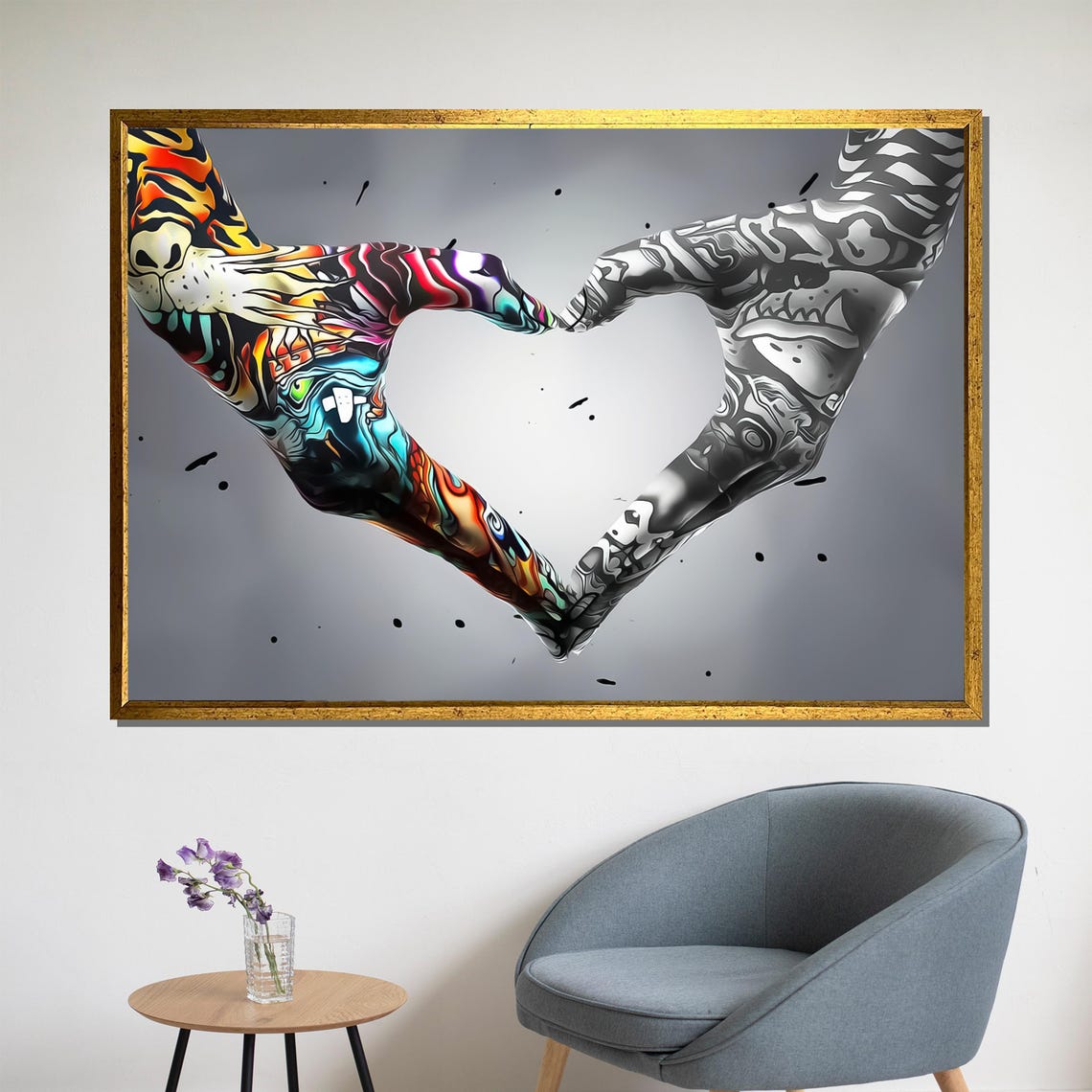 Two Graffiti Covered Hands Forming A Heart Shape Urban Love Art Poster