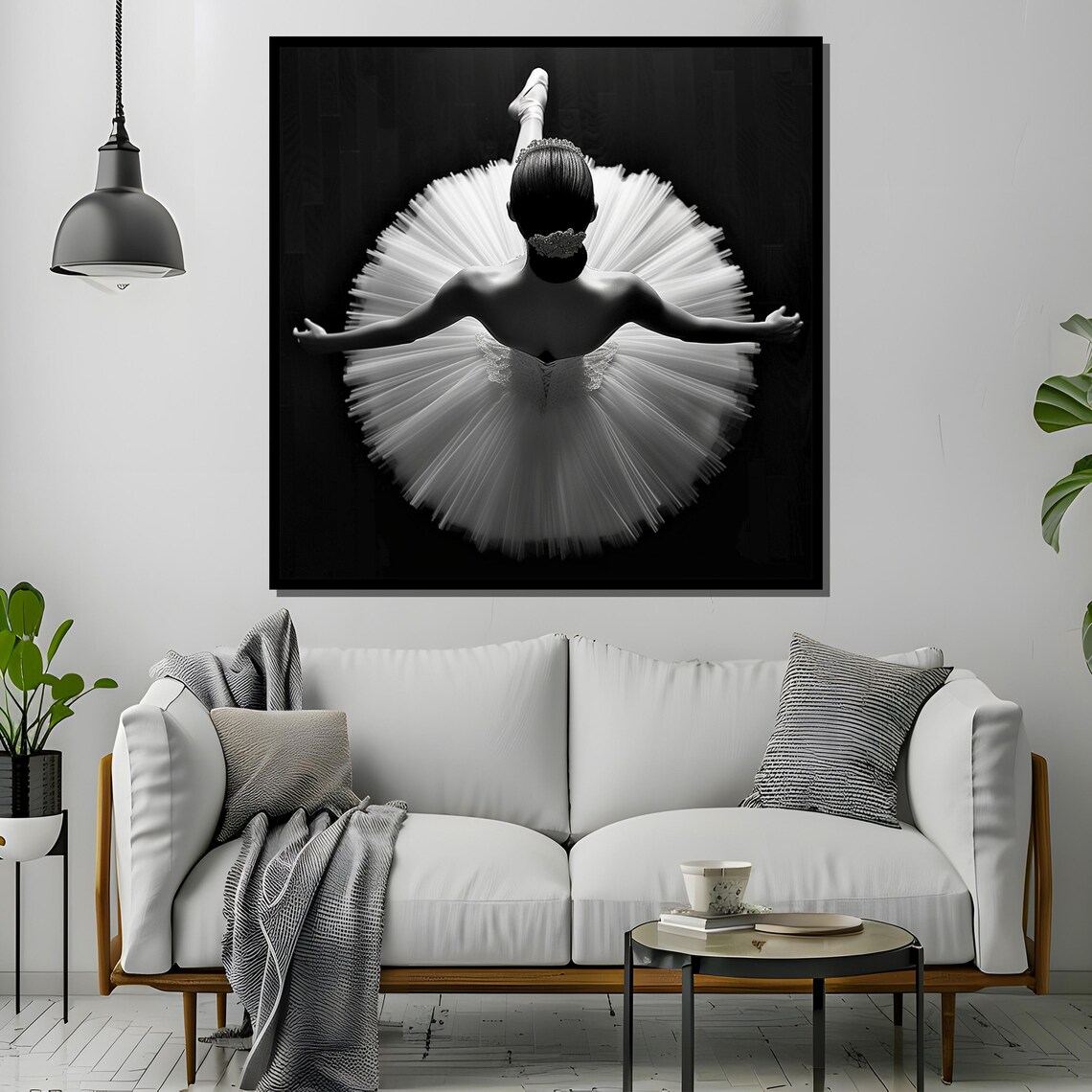 Elegant Black and White Ballerina Aerial Tutu Dance Portrait Poster - Image 4