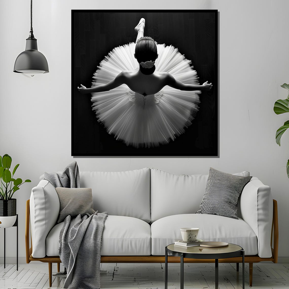 Graceful Ballerina In Black And White Top View Painting Of Ballet Dance Ideal Gift For Dance And Art Lovers - Image 4