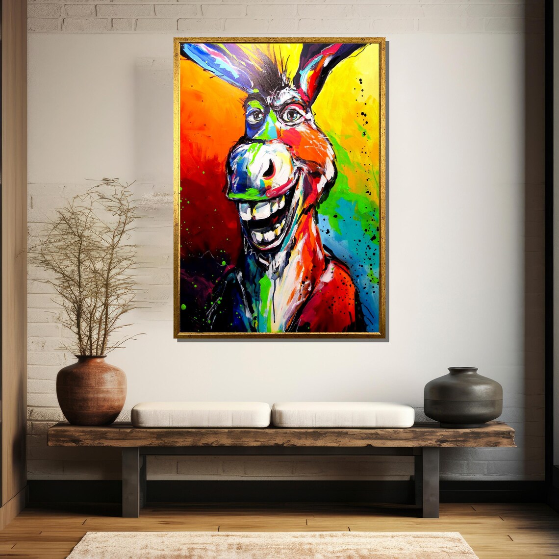 Laughing Donkey Pop Art Portrait In Wild Neon Colors Playful Poster - Image 5