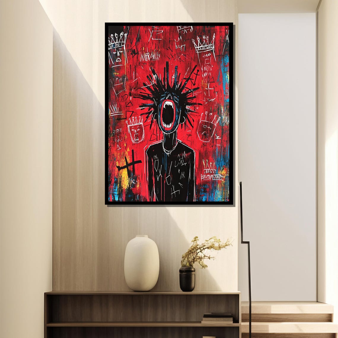Screaming Crowned Figure In Red Neo Expressionist Graffiti Poster - Image 4