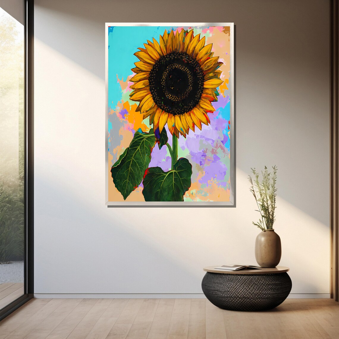 Giant Sunflower Pop Art On Colorful Background Bold Floral Poster - Image 3