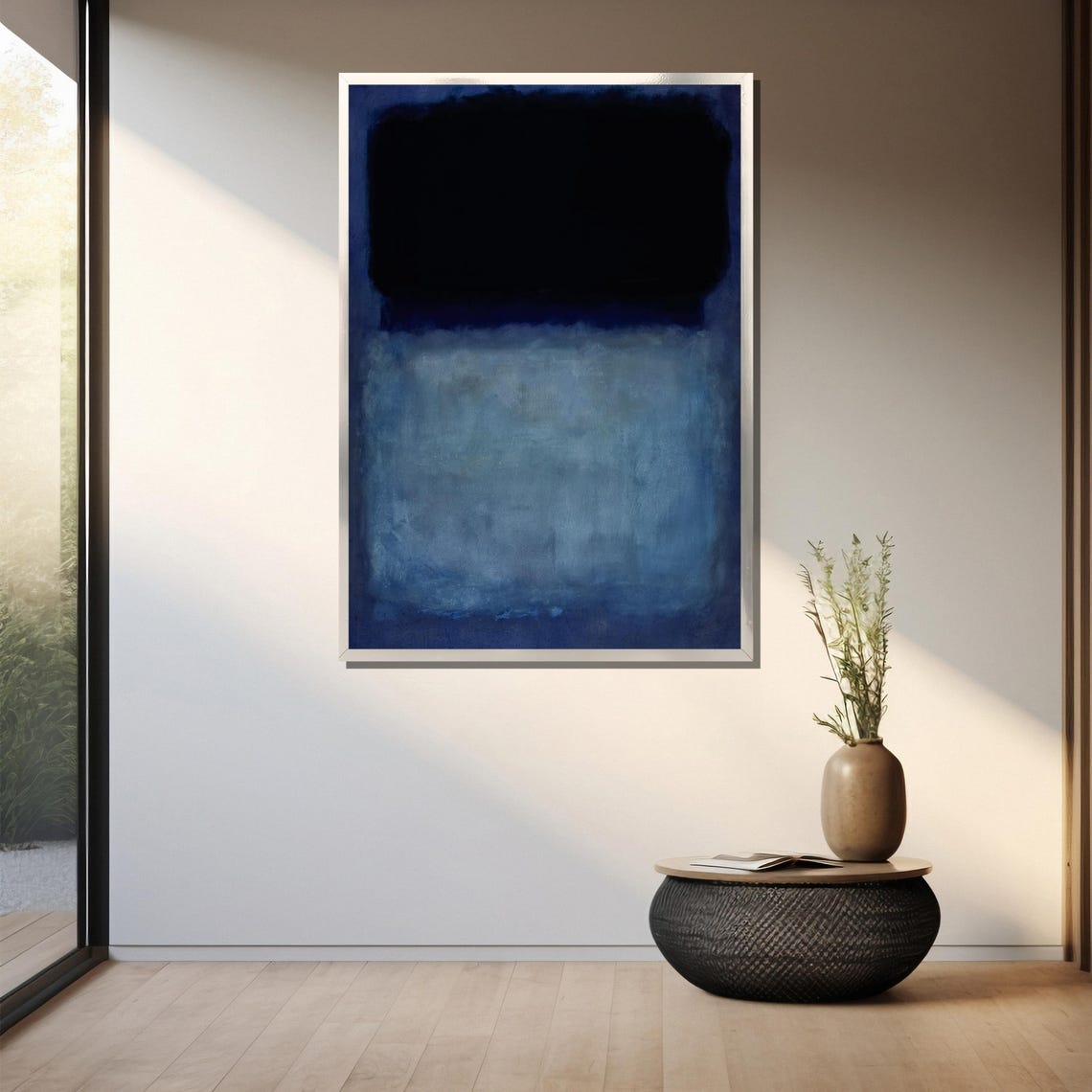 Rothko-Inspired Deep Blue and Black Color Field Abstract Art Poster - Image 3