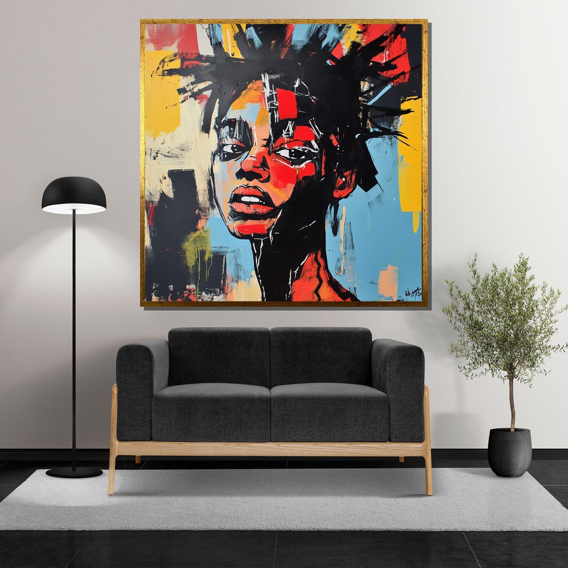 Basquiat Inspired Abstract Portrait Painting Expressionist Street Art Woman Print Bold Urban Wall Decor Contemporary Modern Art - Image 5