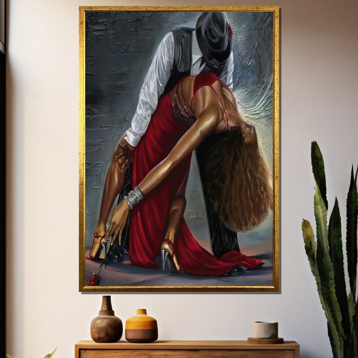 Passionate Tango Dance Painting Sensual Wall Art Gift For Dance Lovers And Romantic Home Decor