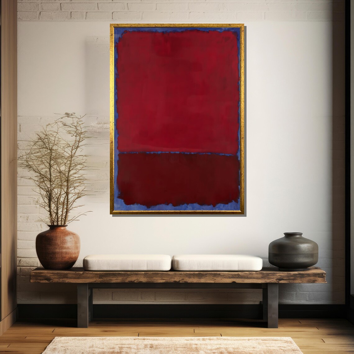 Rich Red Over Deep Burgundy Layers Minimalist Abstract Poster - Image 5