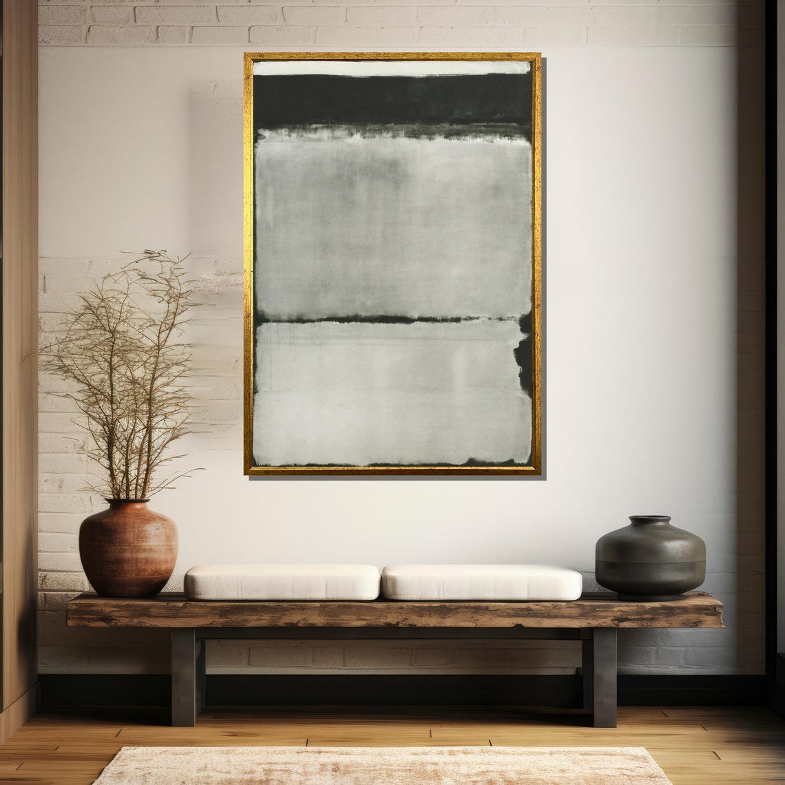 Minimalist Black And White Wash Abstract Color Field Painting Poster - Image 5
