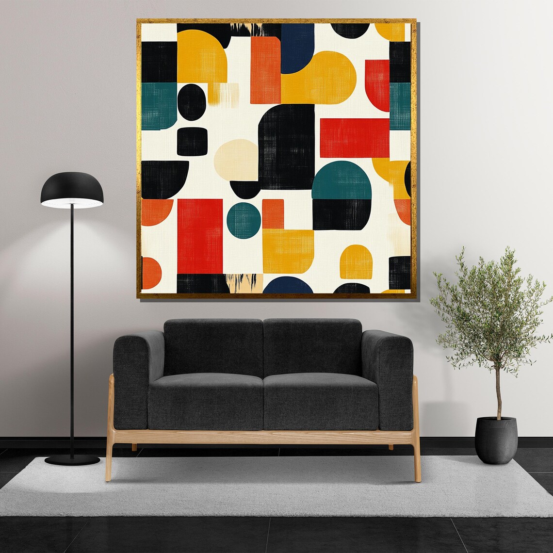 Mid Century Modern Geometric Pattern in Colorful Retro Shapes Poster - Image 5
