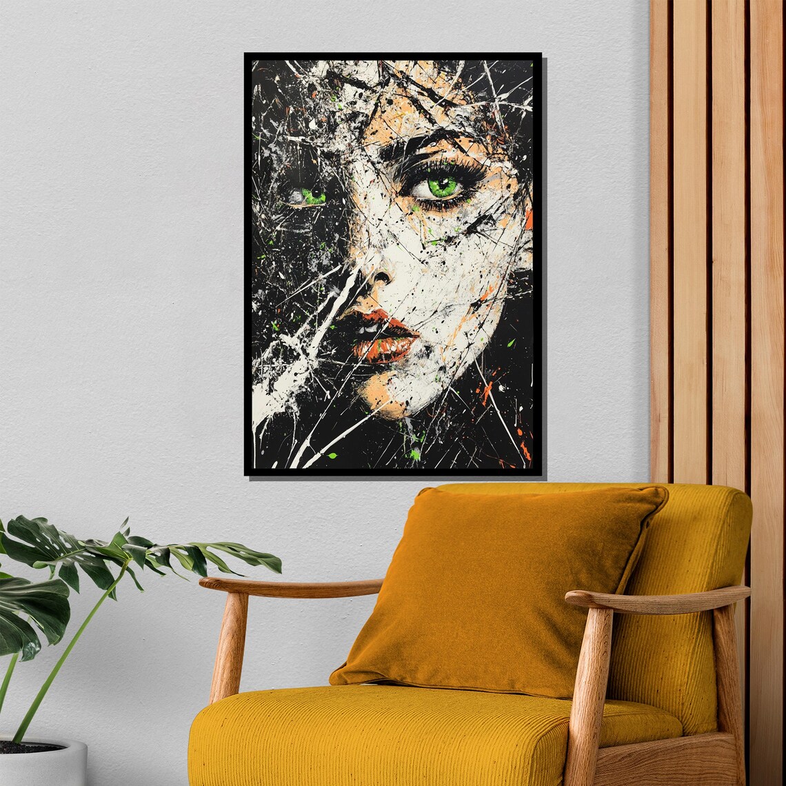 Abstract Woman Portrait With Striking Green Eyes Splash Poster - Image 4