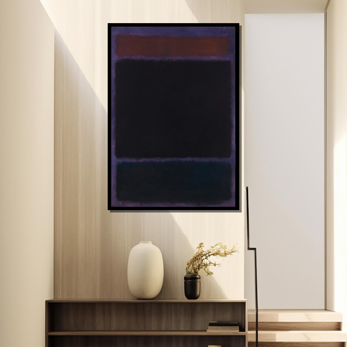 Midnight Black On Deep Plum Abstract Color Field Painting Poster - Image 4