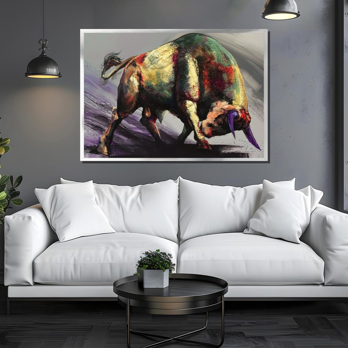 Abstract Bull Painting With Bold Textures And Vibrant Colors Unique Gift For Art Lovers And Home Decor Enthusiasts - Image 3