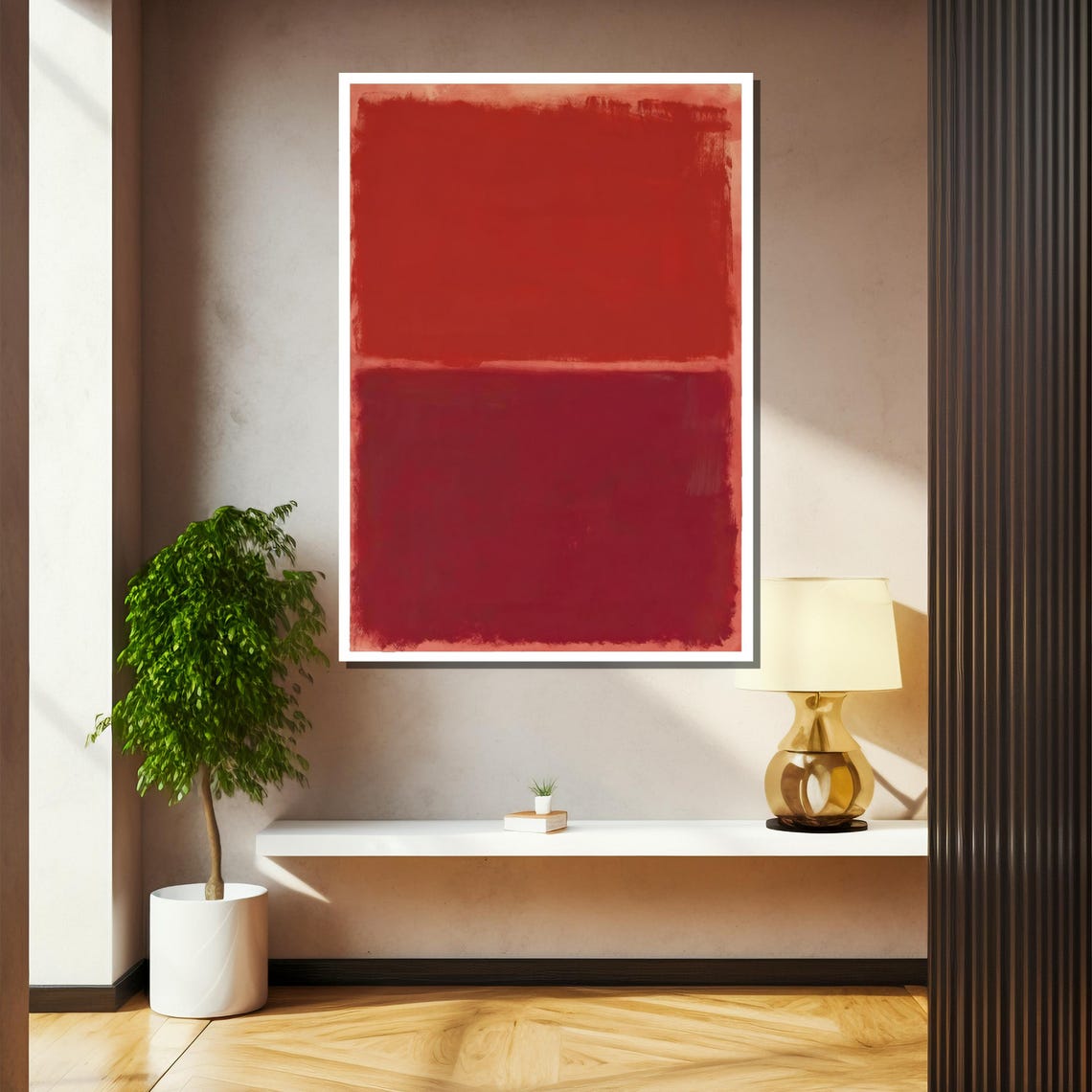 Passionate Red And Deep Crimson Dual Abstract Color Field Poster - Image 2