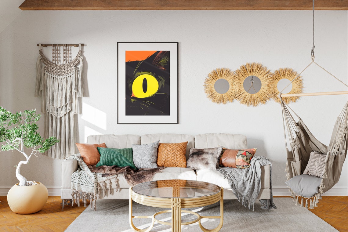 Halloween Cat Wall Art Close Up Of Cute Black Cat In A Whimsical Fall Halloween Scene - Image 2
