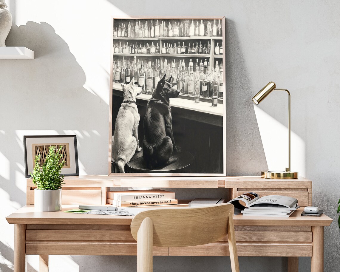 Black German Shepherd Bar Art Print, Dog Bar Decor - Image 4