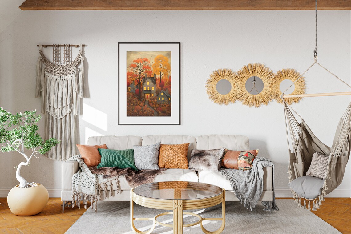 Vintage Thanksgiving Home Folk Art Print, Autumn Decor - Image 2