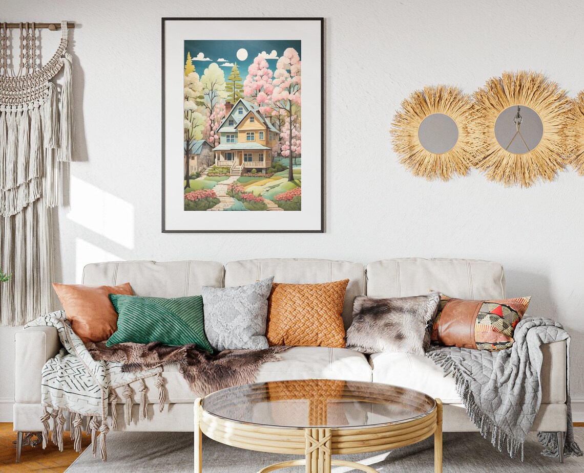 Spring Home Folk Art Print, Springtime Forest - Image 2
