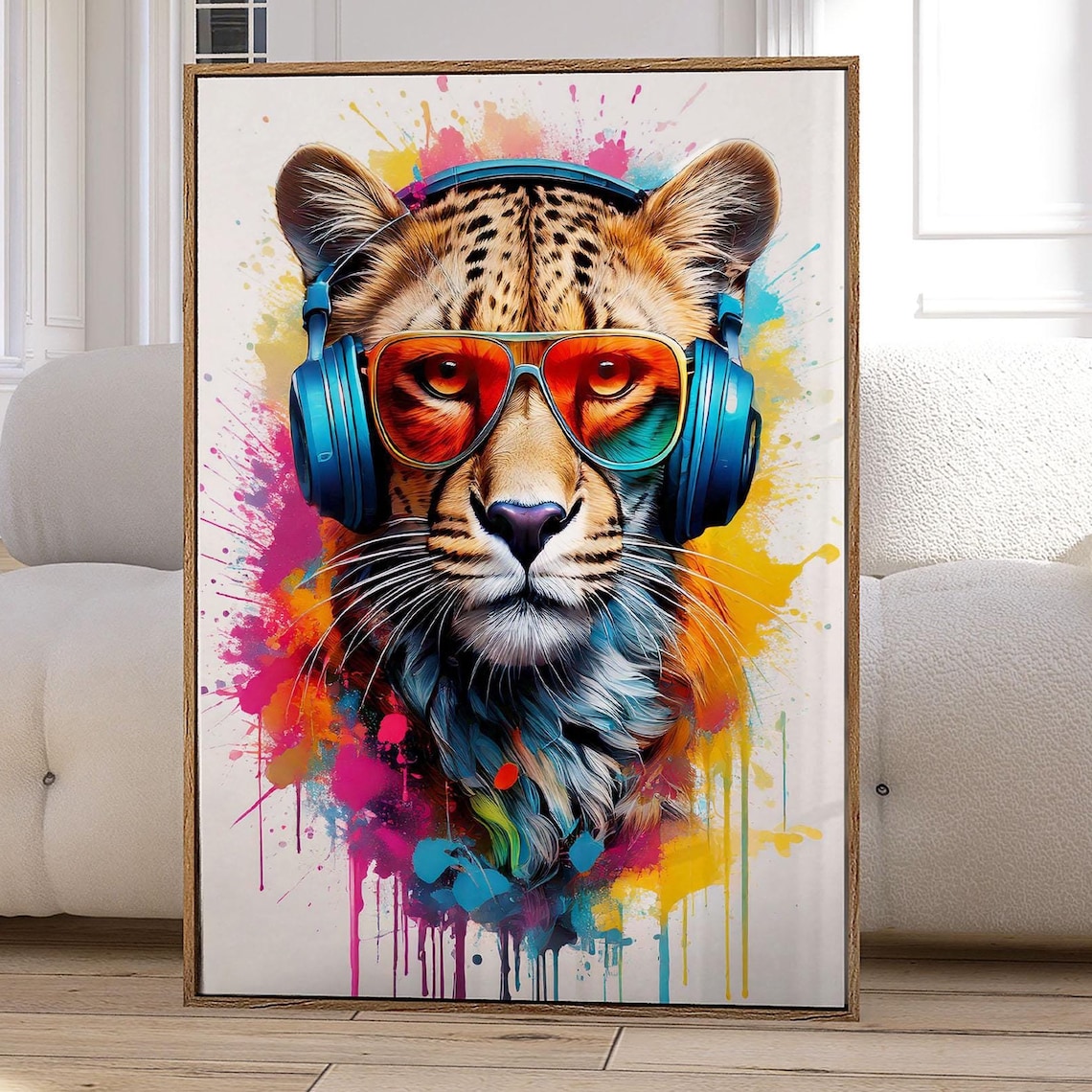 Graffiti Leopard Headphones Sunglasses Bold Street Style Wall Art