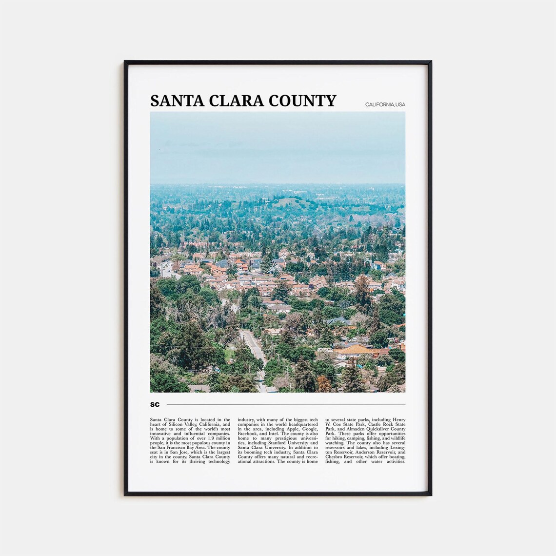 Santa Clara County Travel Poster, Holiday Wall Art