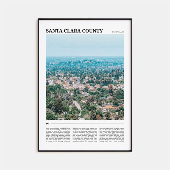 Santa Clara County Travel Poster, Holiday Wall Art