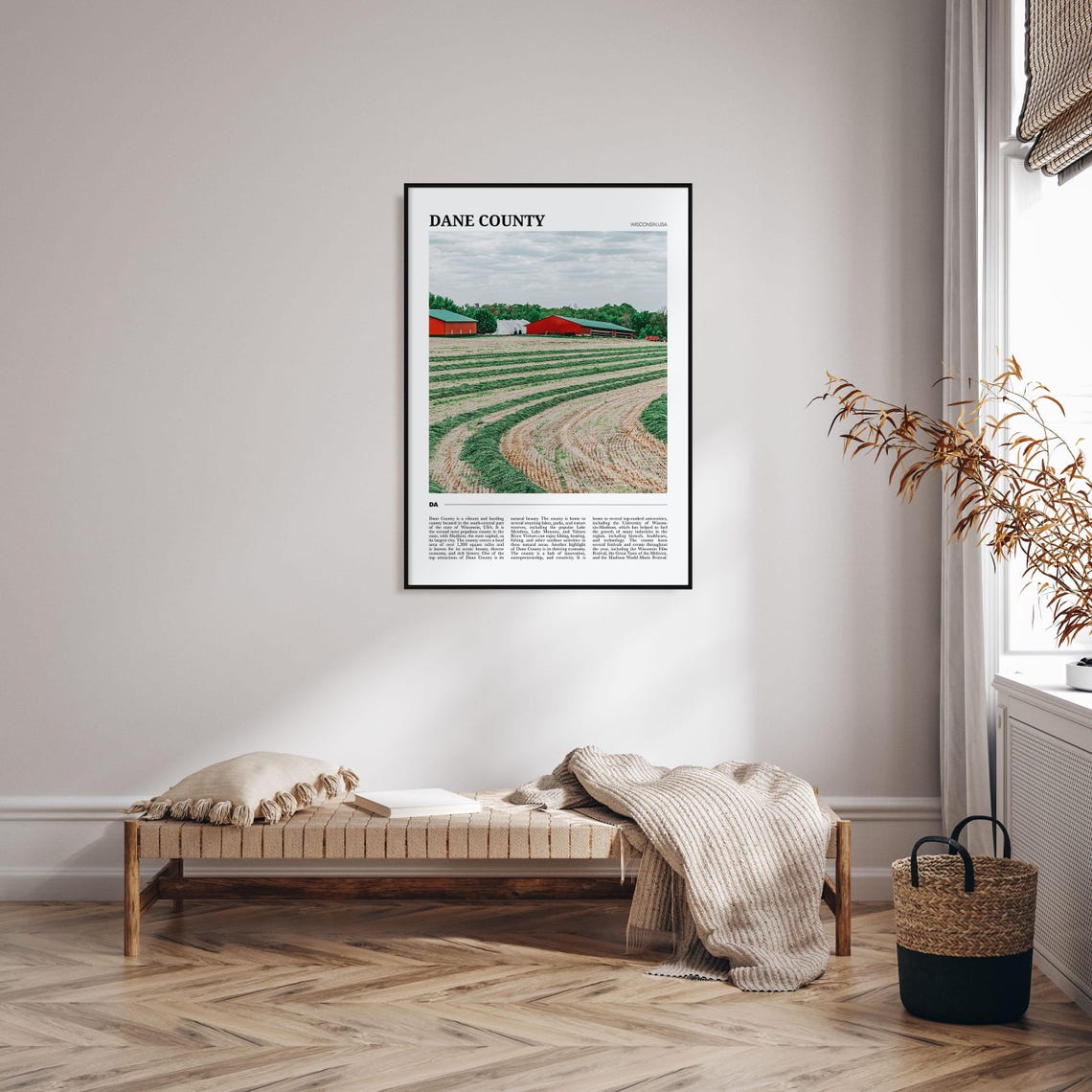 Dane County Wisconsin Farm Red Barns Hay Fields Rural Scenic Poster - Image 4