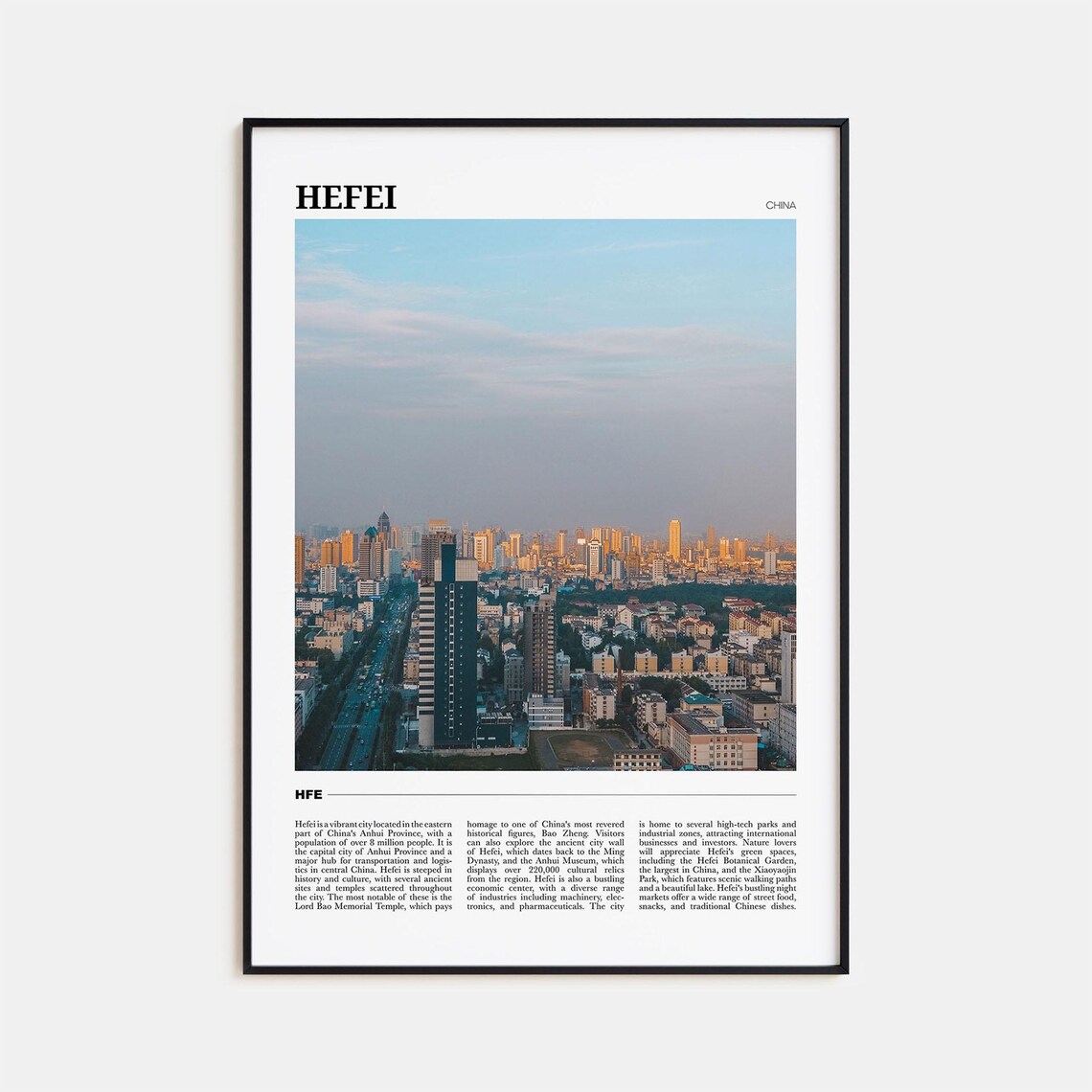 Hefei China Skyline at Dusk Modern Travel Photography Wall Poster