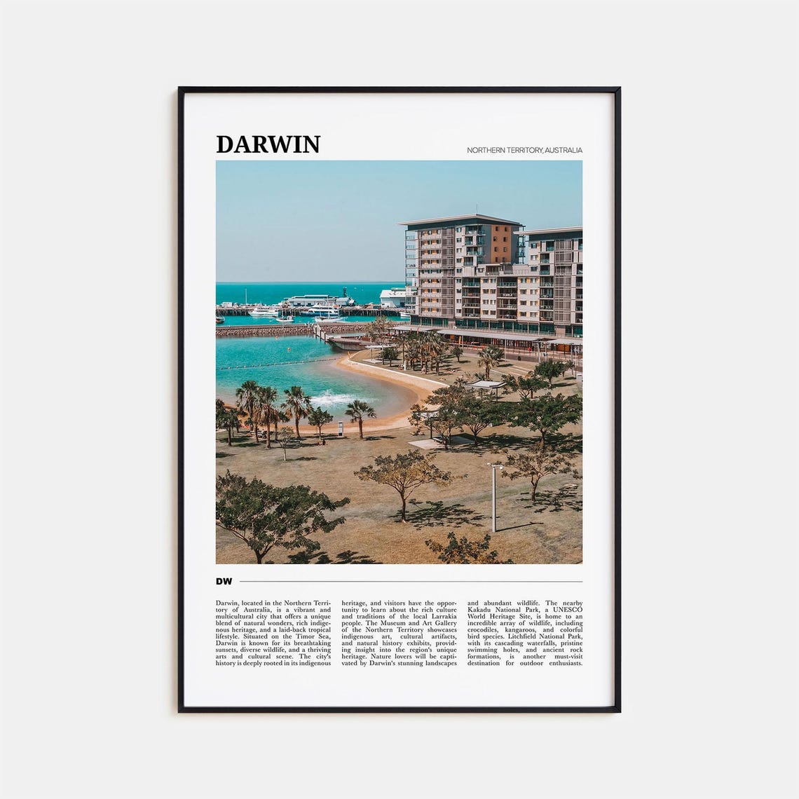 Darwin Australia Waterfront Lagoon Photo Tropical Travel Poster