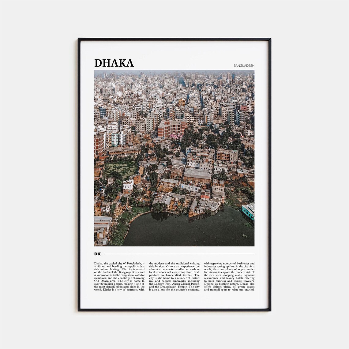 Dhaka Bangladesh Aerial Cityscape Dense City Travel Photo Poster